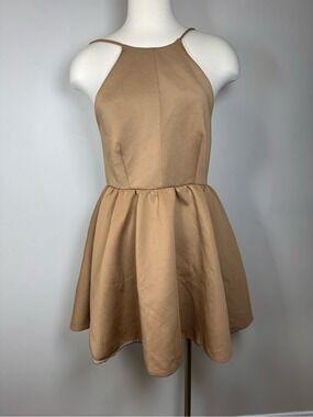 Akira Chicago Halter Mini Dress in Camel size Medium